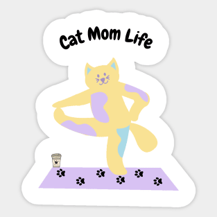 Cat Mom Life Coffee Yoga Lover Mom Gift Sticker